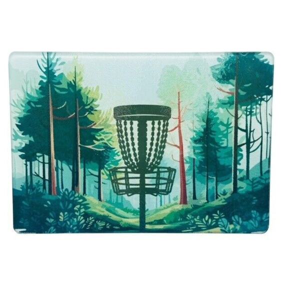 Disc Golf Basket Trees Glass Cutting Board Discgolf Kitchen Cooking Gift - Picture 2 of 2